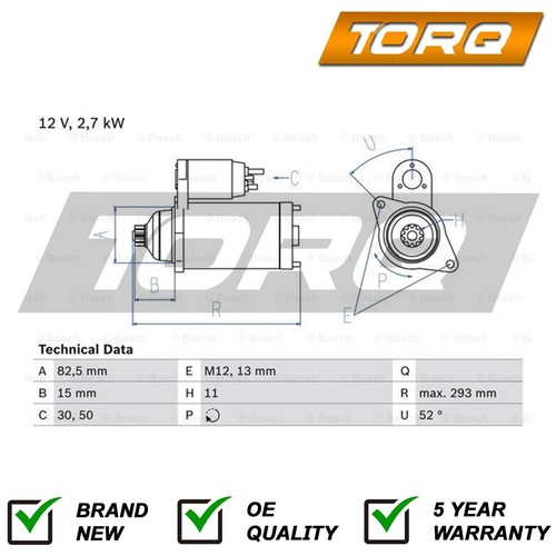 Starter motor torq - fits, toyota