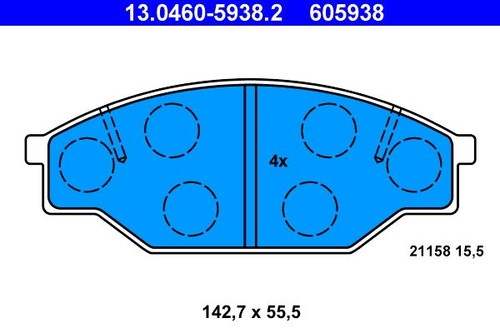 Brake pad set for - set, toyota