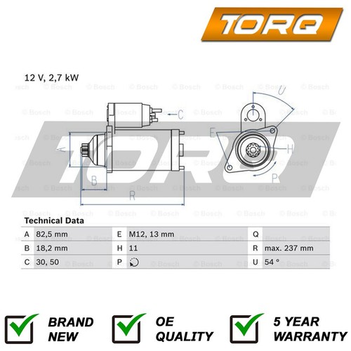 Starter motor torq - fits, toyota