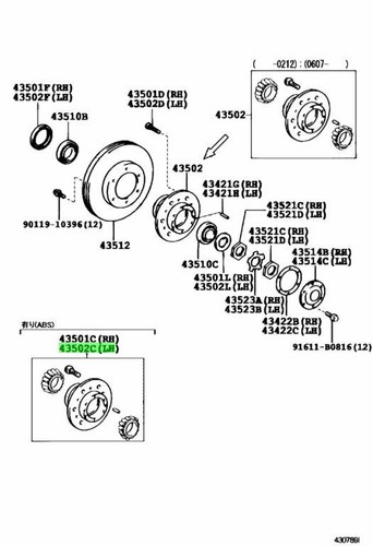 Genuine toyota front axle - axle, hub